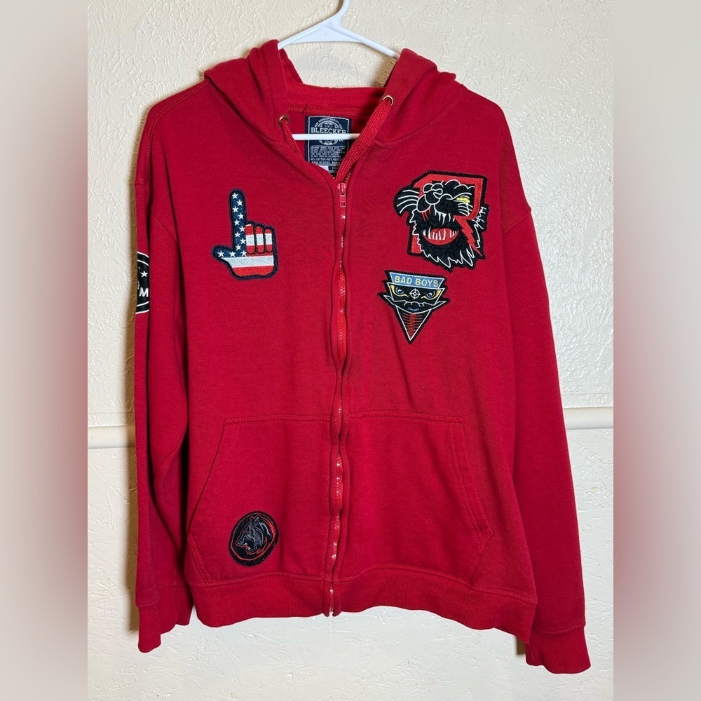 Bleecker and Mercer Patch Full Zip Hoodie XL Red Mens Bad Boys Snake flag
